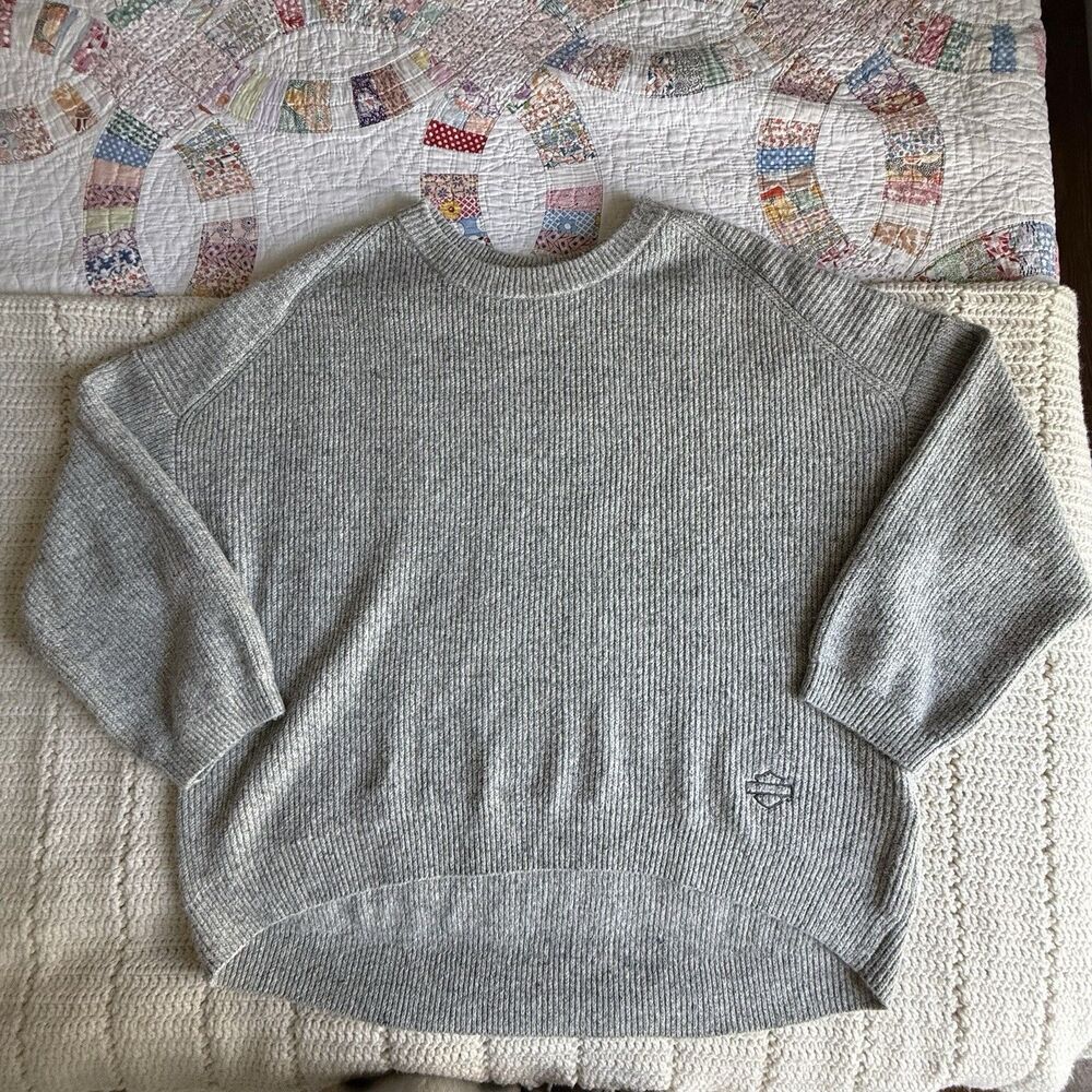Harley-Davidson Women's 3X Craftsmanship Sweater Dusty Blue Gray Marl 96425-23VW